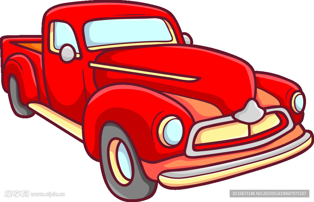 復(fù)古紅色皮卡汽車(chē)插畫(huà)