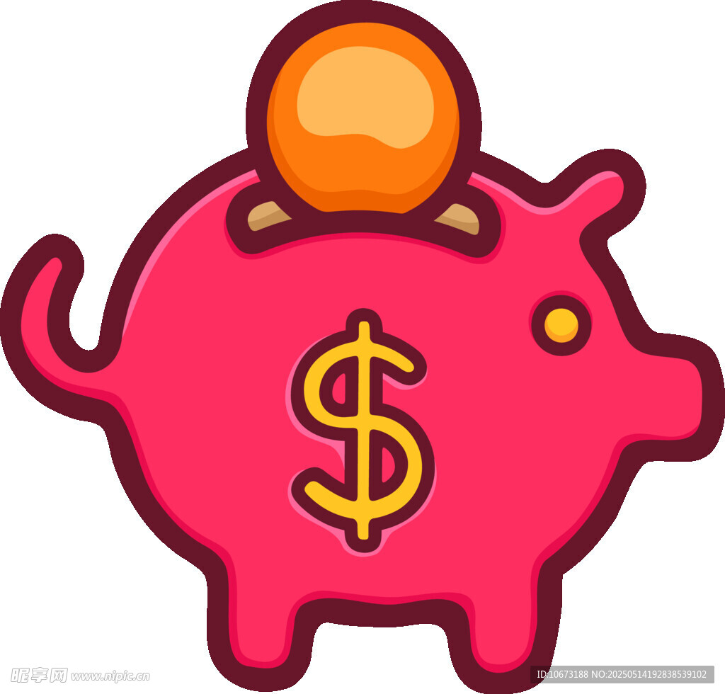 粉色存錢罐與金幣