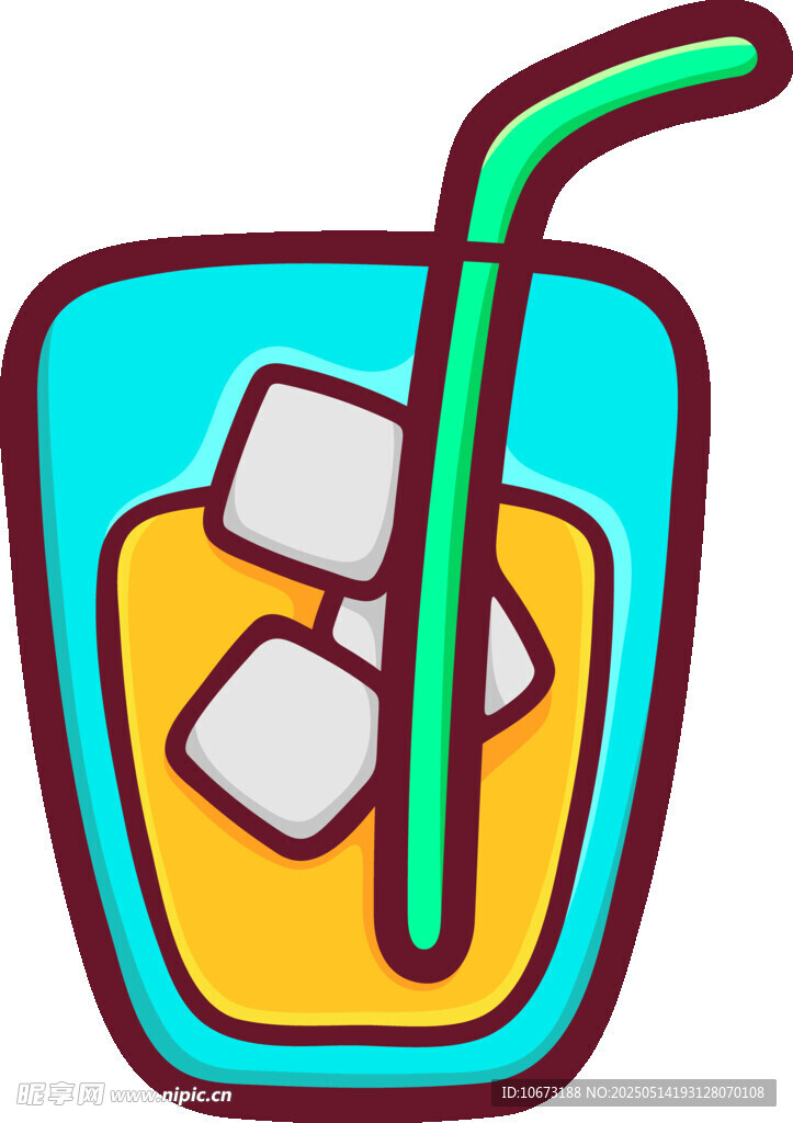 卡通風格冰飲插畫