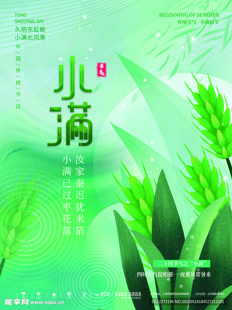 清新小滿節氣綠植海報
