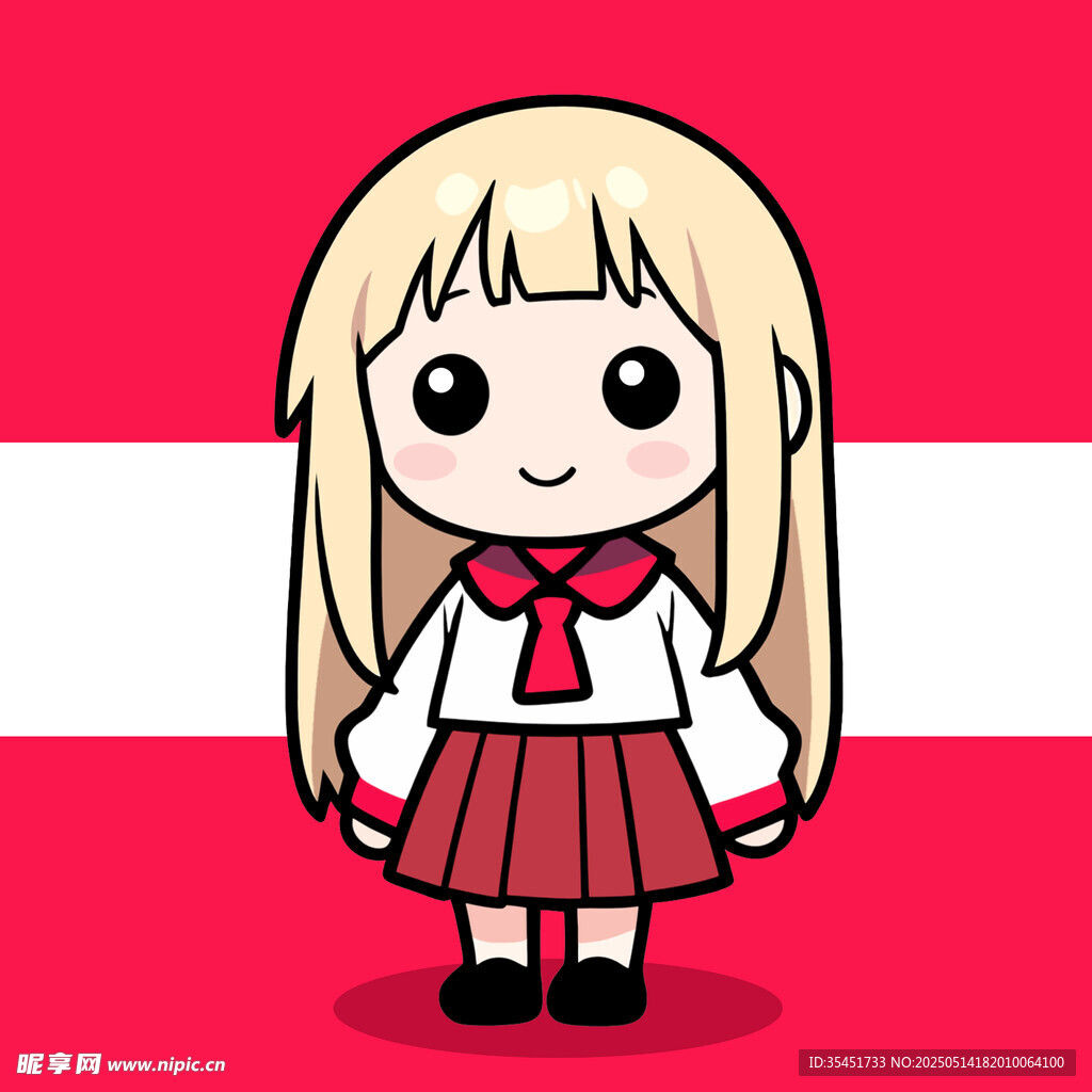 可愛金發(fā)校服女孩形象