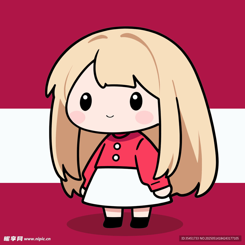 可愛金發(fā)紅衣卡通小女孩