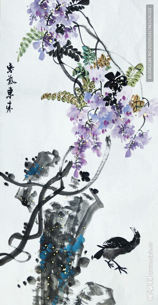 紫藤棲鳥(niǎo)圖