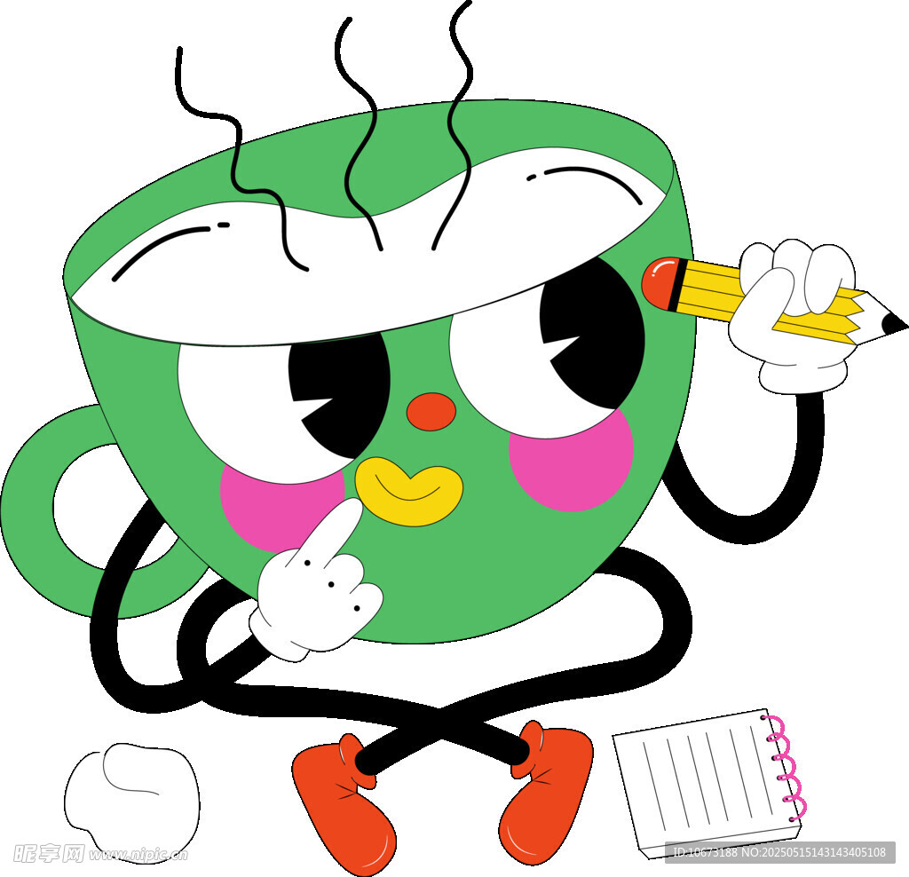 可愛綠杯咖啡擬人創作瞬間