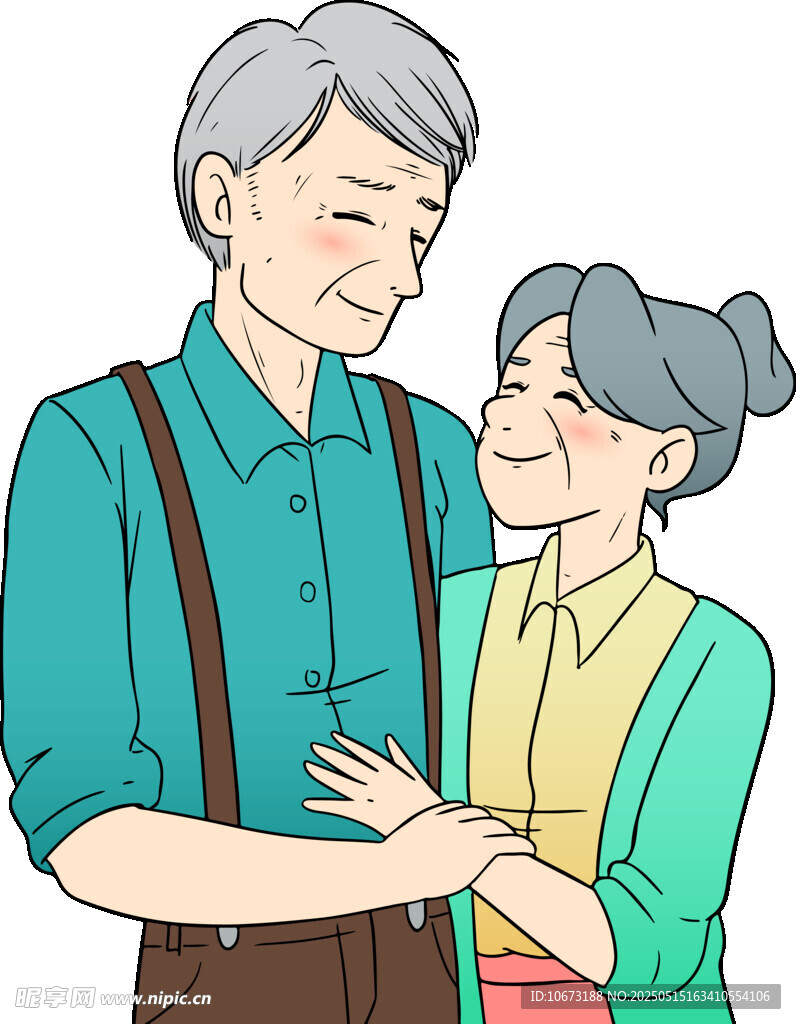 老夫妻溫馨依偎