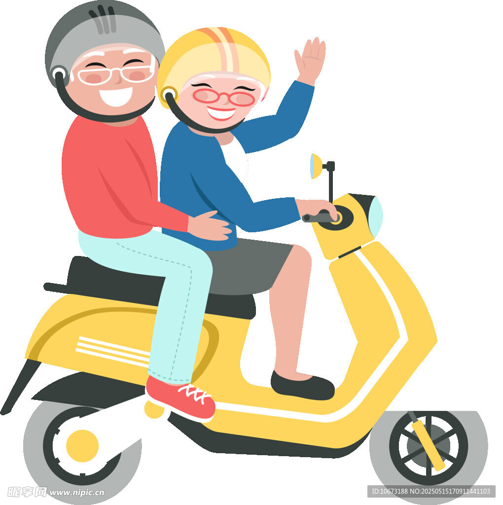 老夫妻騎電動車開心出行