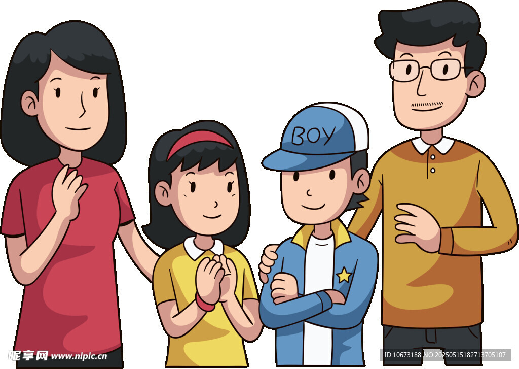 一家四口溫馨合影