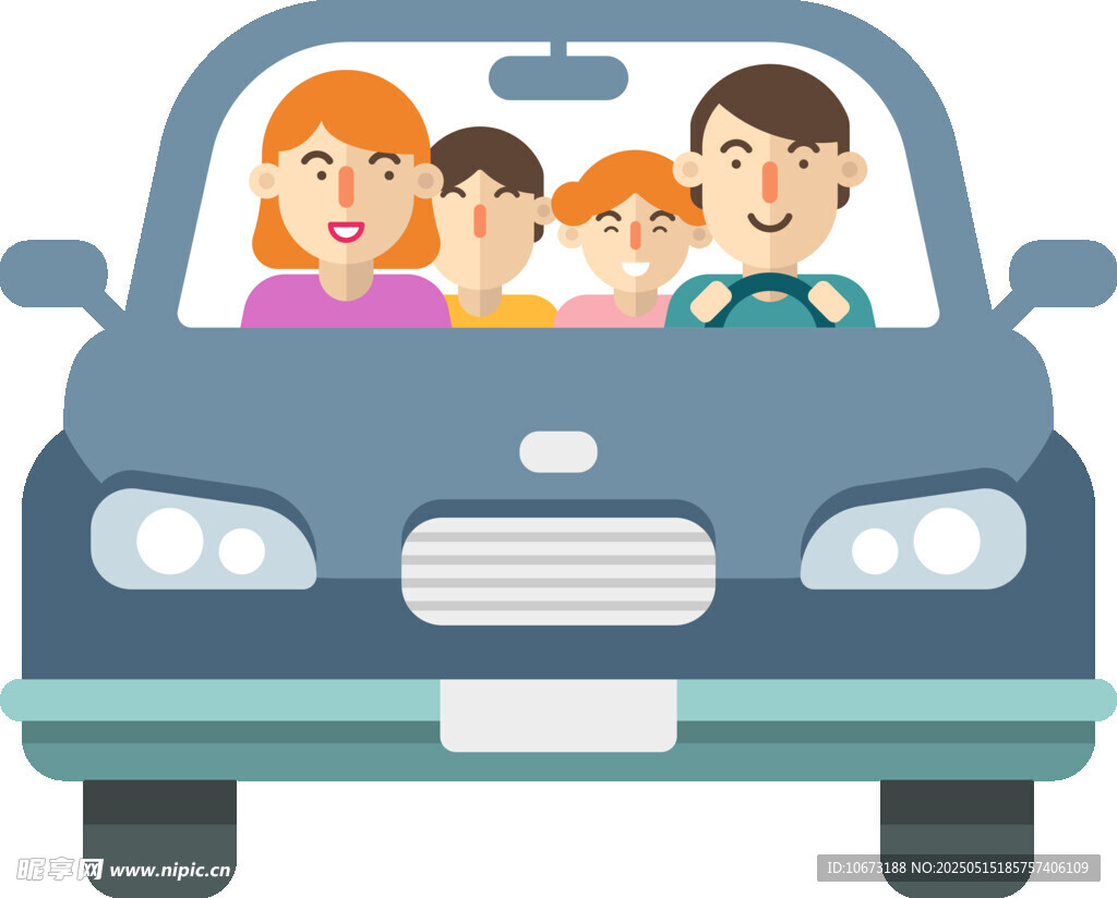 一家四口駕車出行