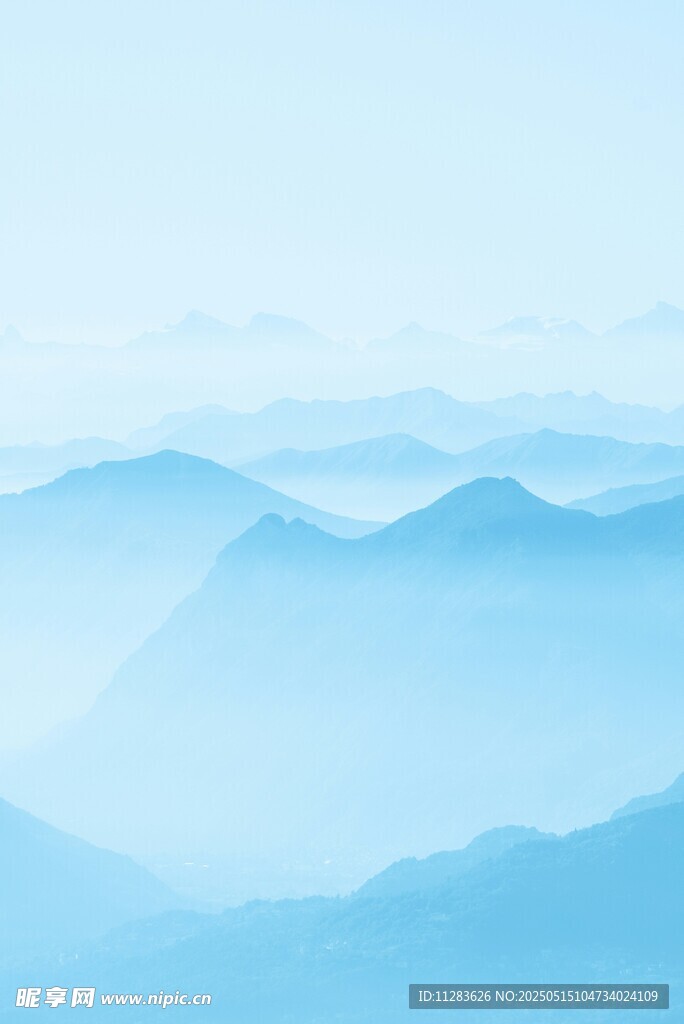 夢幻藍調遠山風景