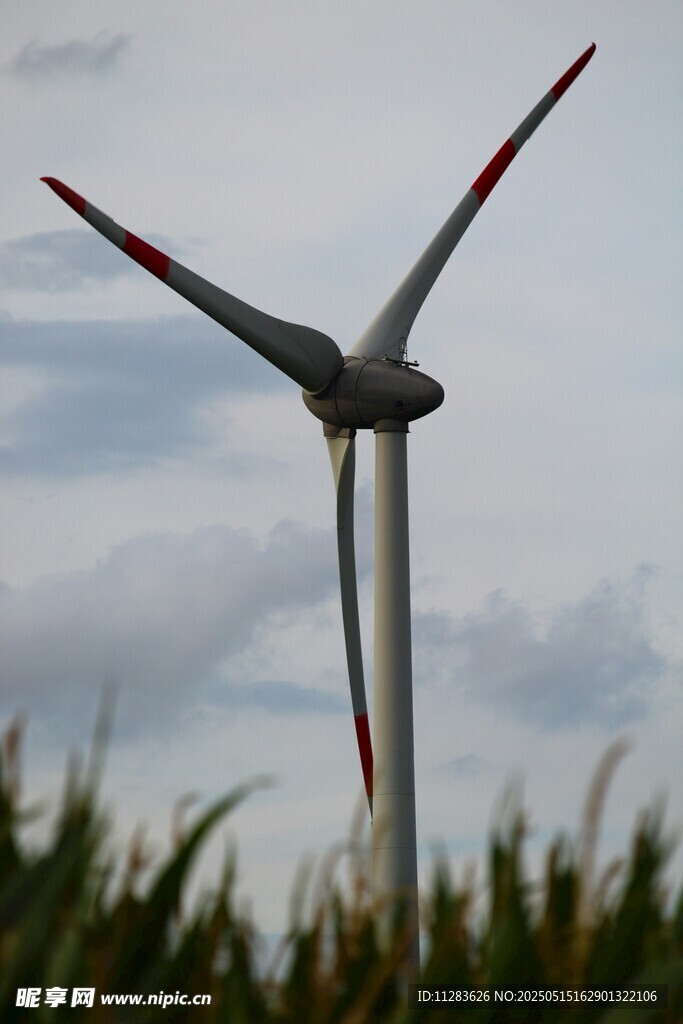 田野中的高聳風(fēng)力發(fā)電機