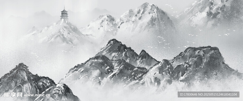 水墨風格山巒美景
