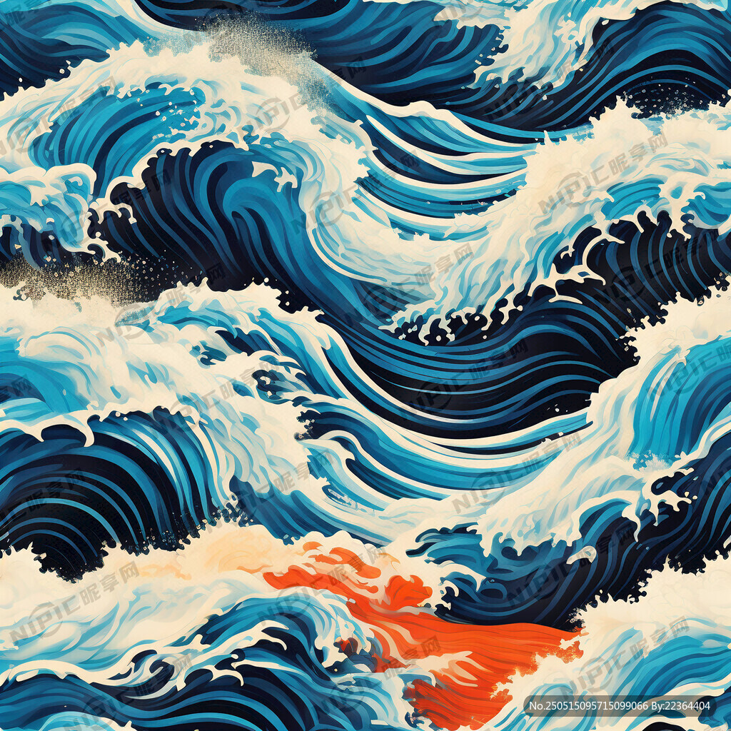 海浪 波紋 圖案 設計 素材 