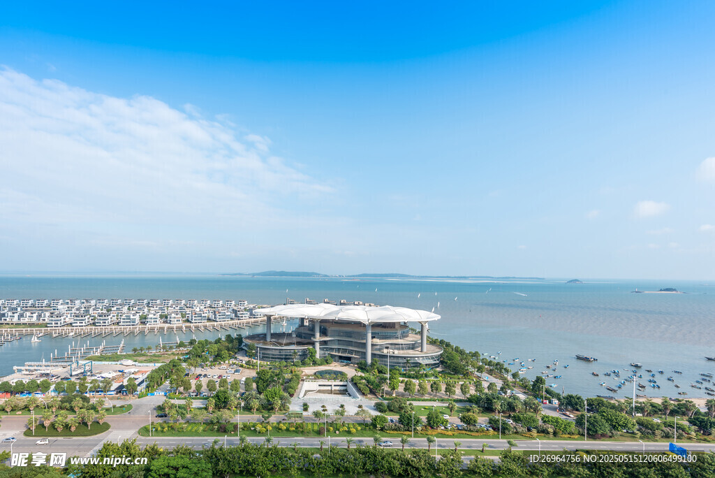 海濱城市風光俯瞰美景