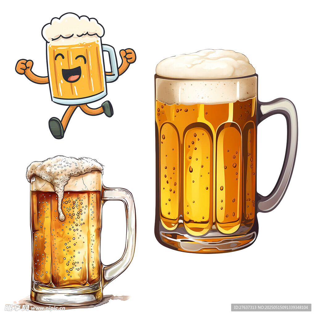 歡樂啤酒杯插畫