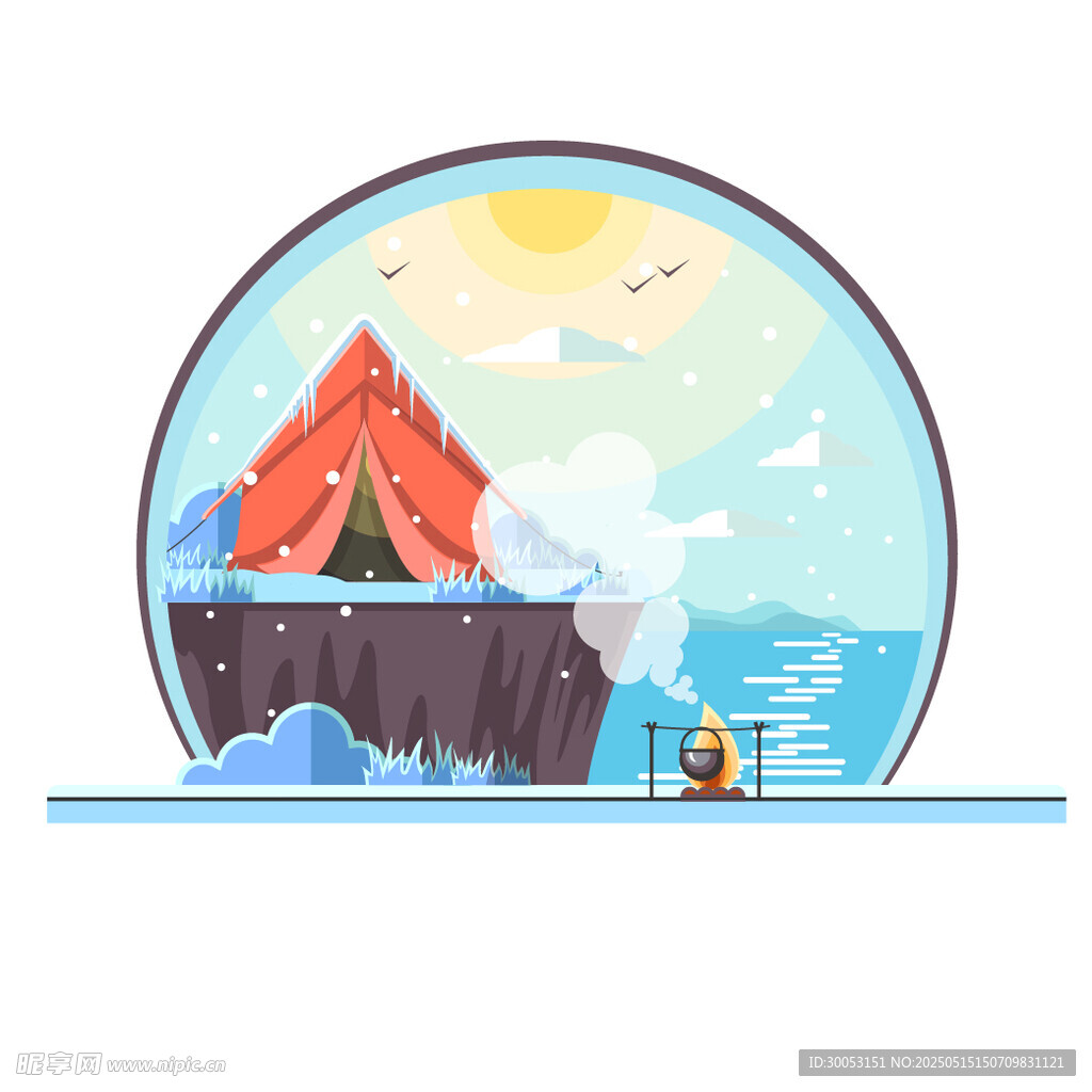 懸崖邊的露營風景