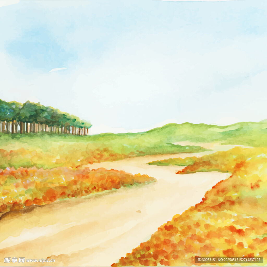 秋日田野間的蜿蜒小路