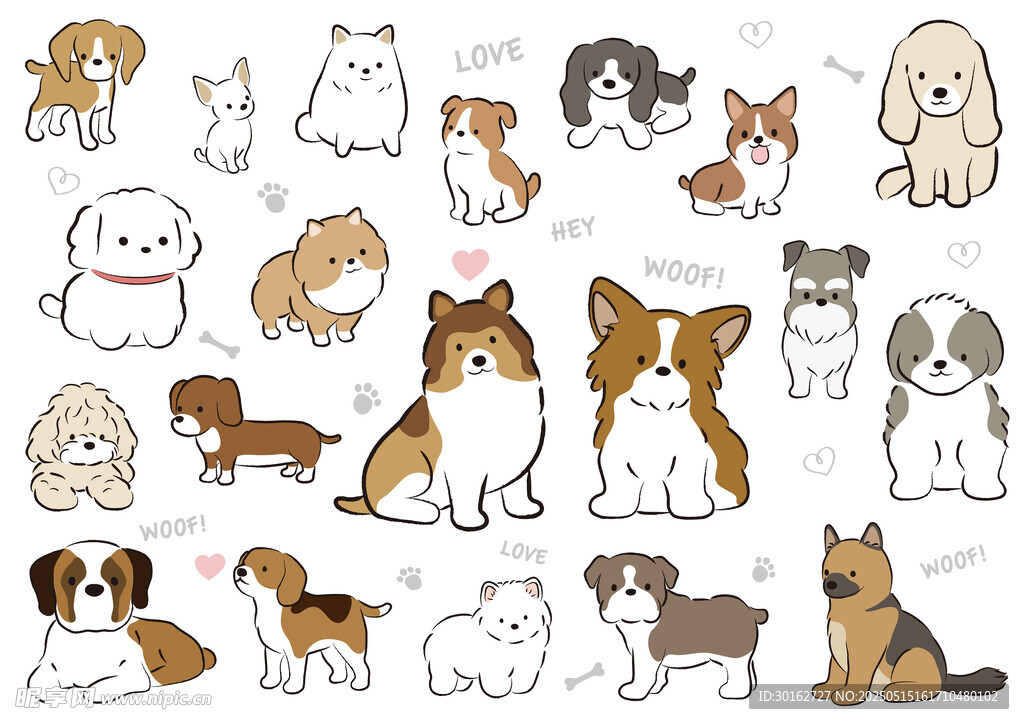 多樣萌犬插畫集合