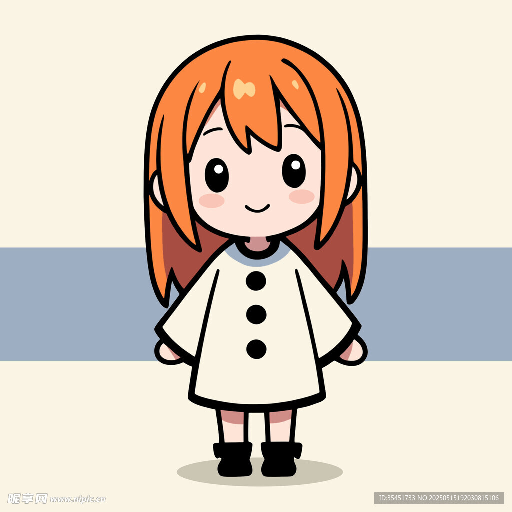 紅發(fā)女孩穿白外套卡通形象