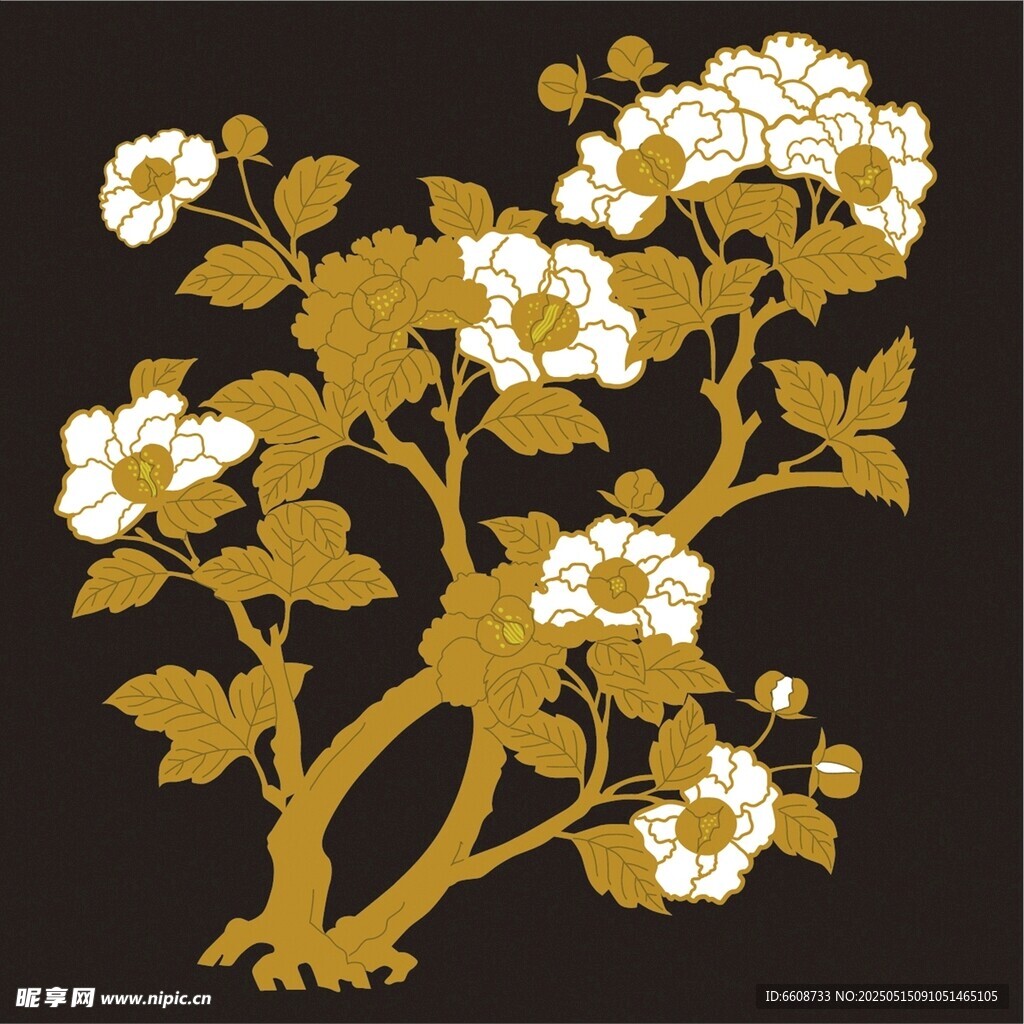 金色花枝圖案