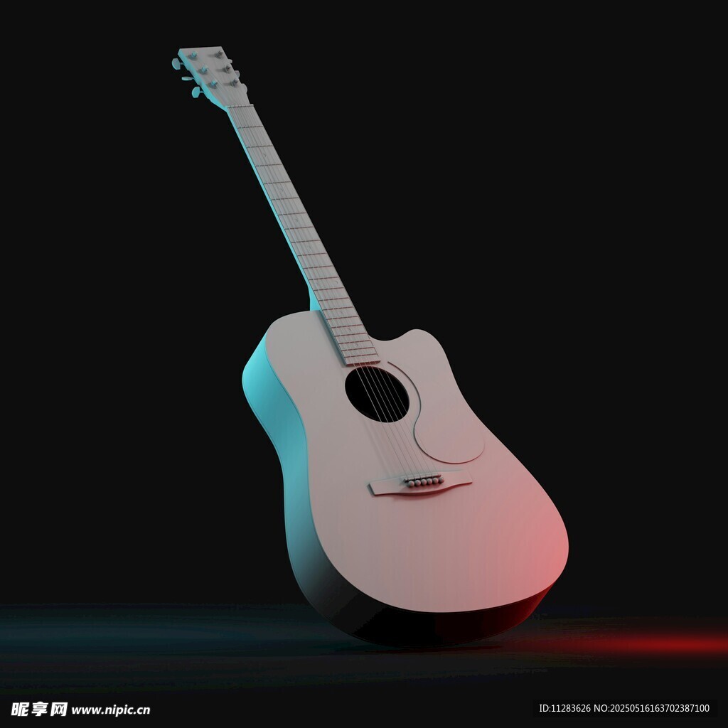 簡約風吉他3D模型展示