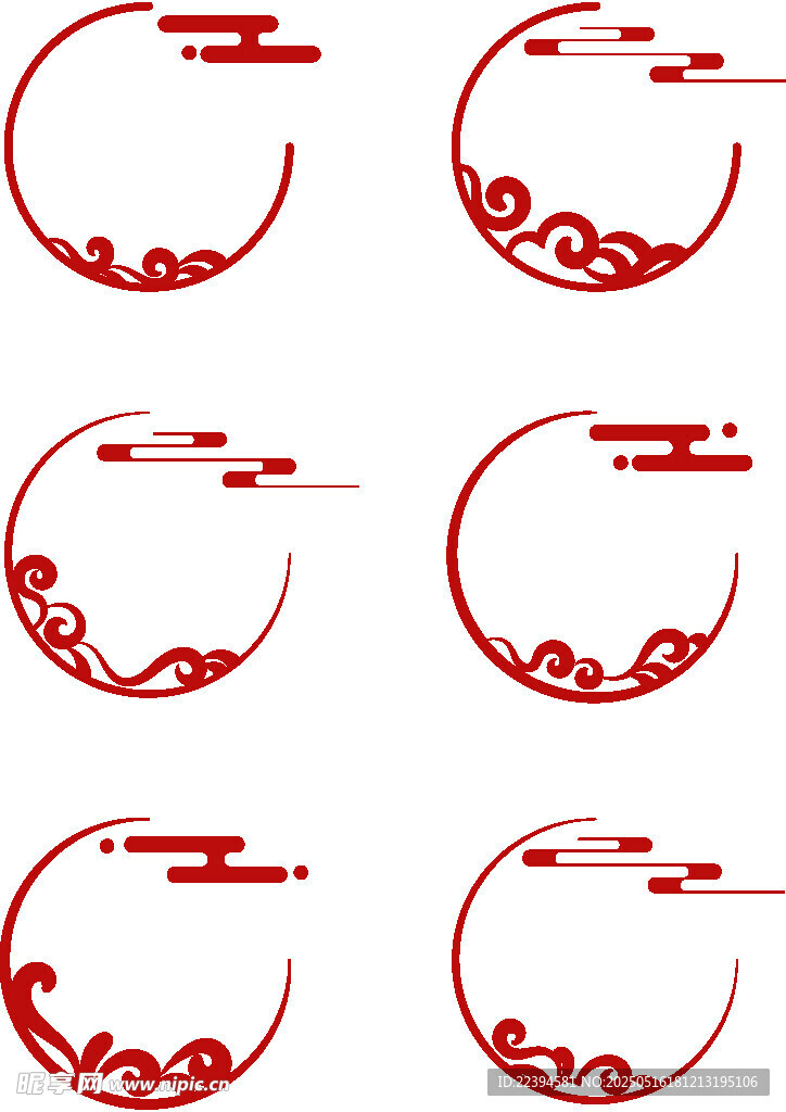 中式紅色圓形傳統(tǒng)裝飾圖案