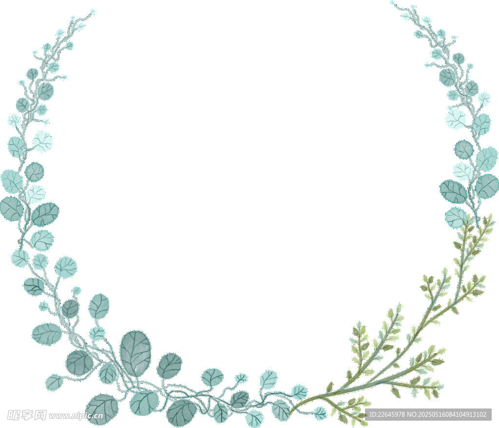 淡藍(lán)色植物花環(huán)插畫(huà)