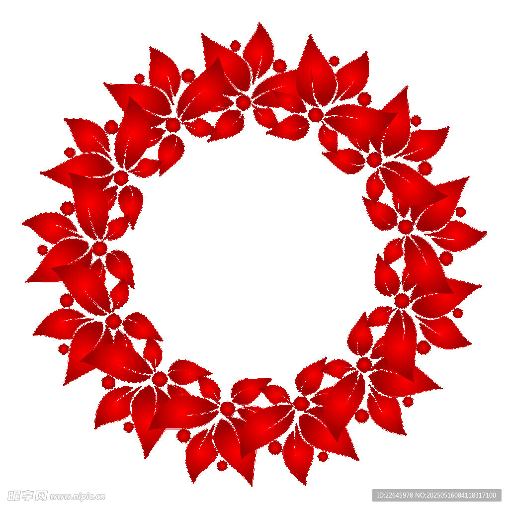 紅色葉片花環(huán)裝飾圖案