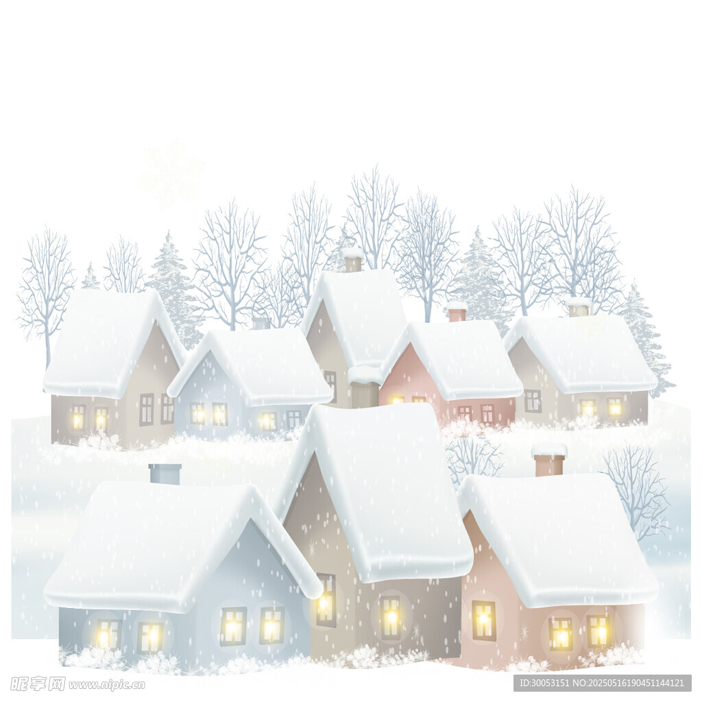 冬日雪中小屋溫馨景象