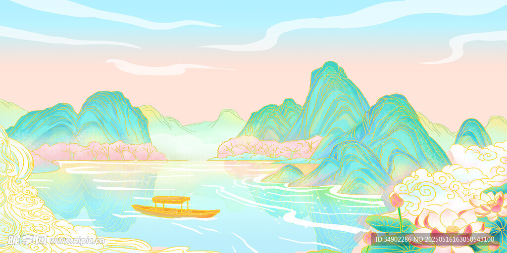 中國風山水背景
