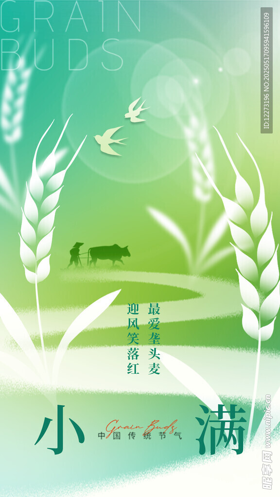 清新小滿節氣田園插畫
