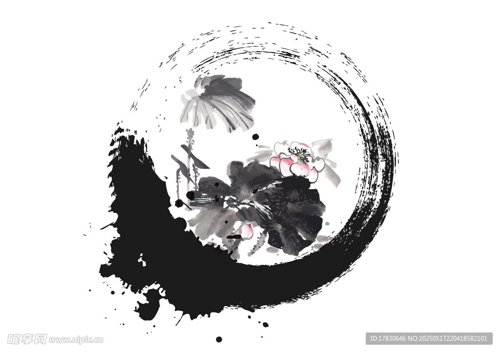 水墨風(fēng)格抽象圓形圖案