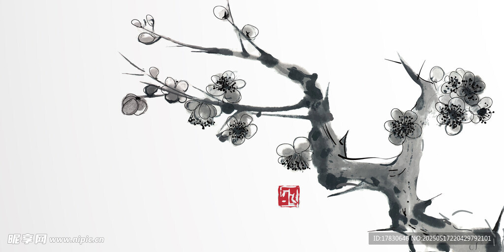 水墨梅花圖