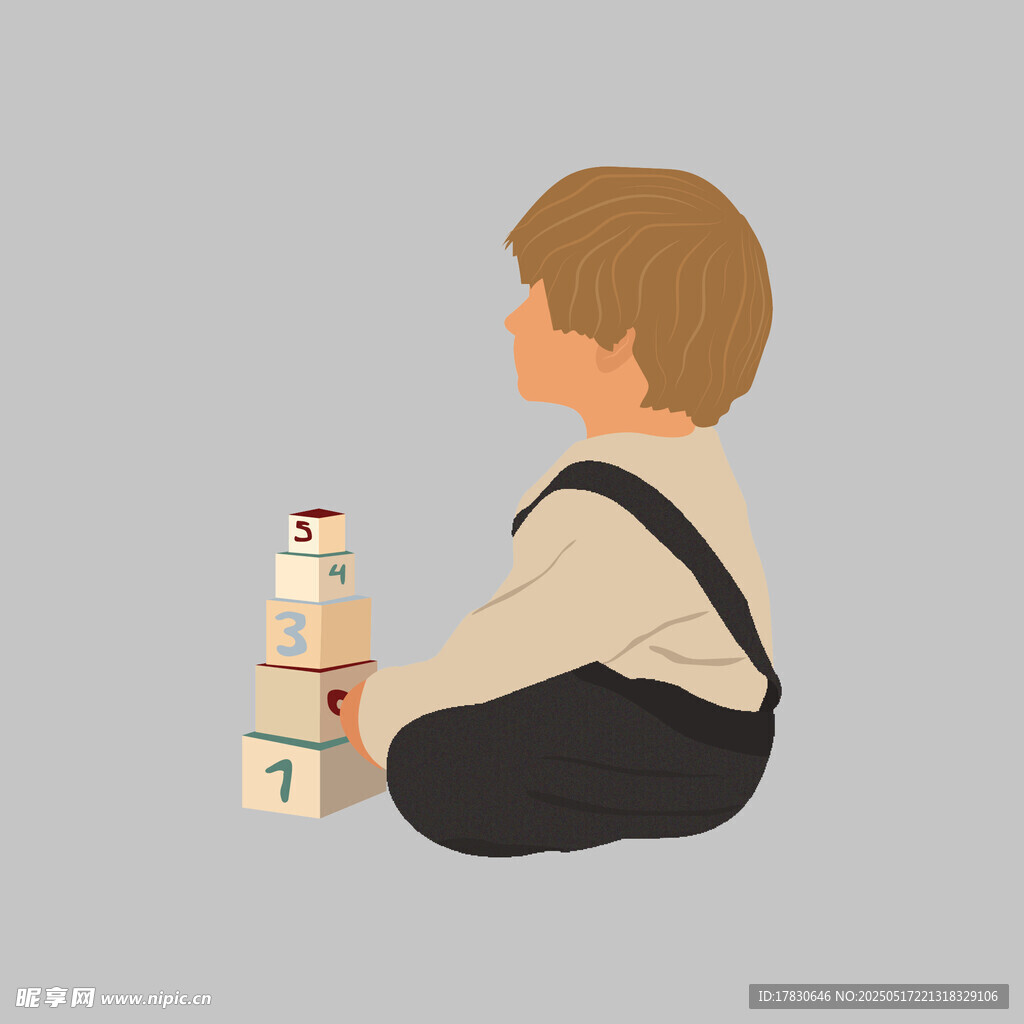 幼兒專注玩積木場景