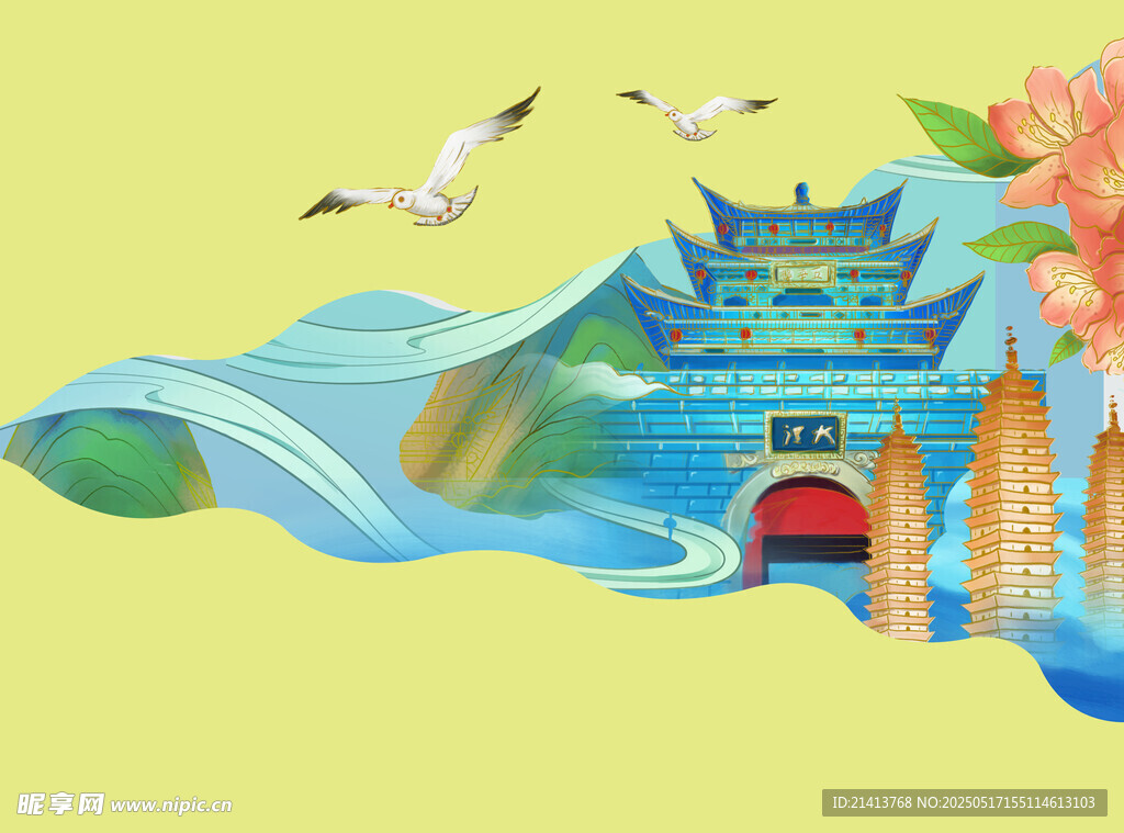 古風建筑風插畫