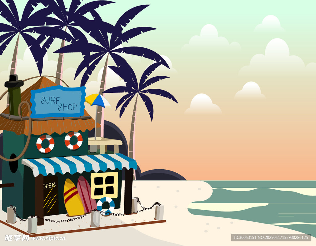 海邊小屋的愜意度假場景