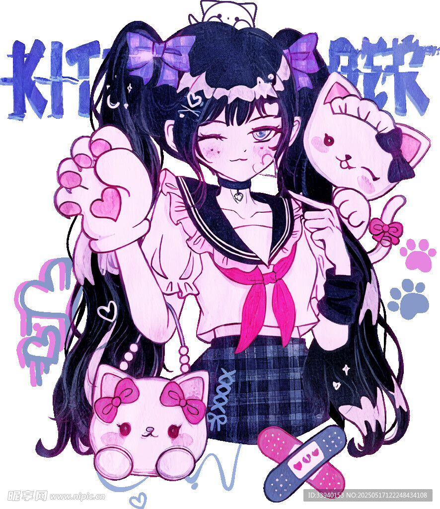 可愛貓系少女動(dòng)漫插畫