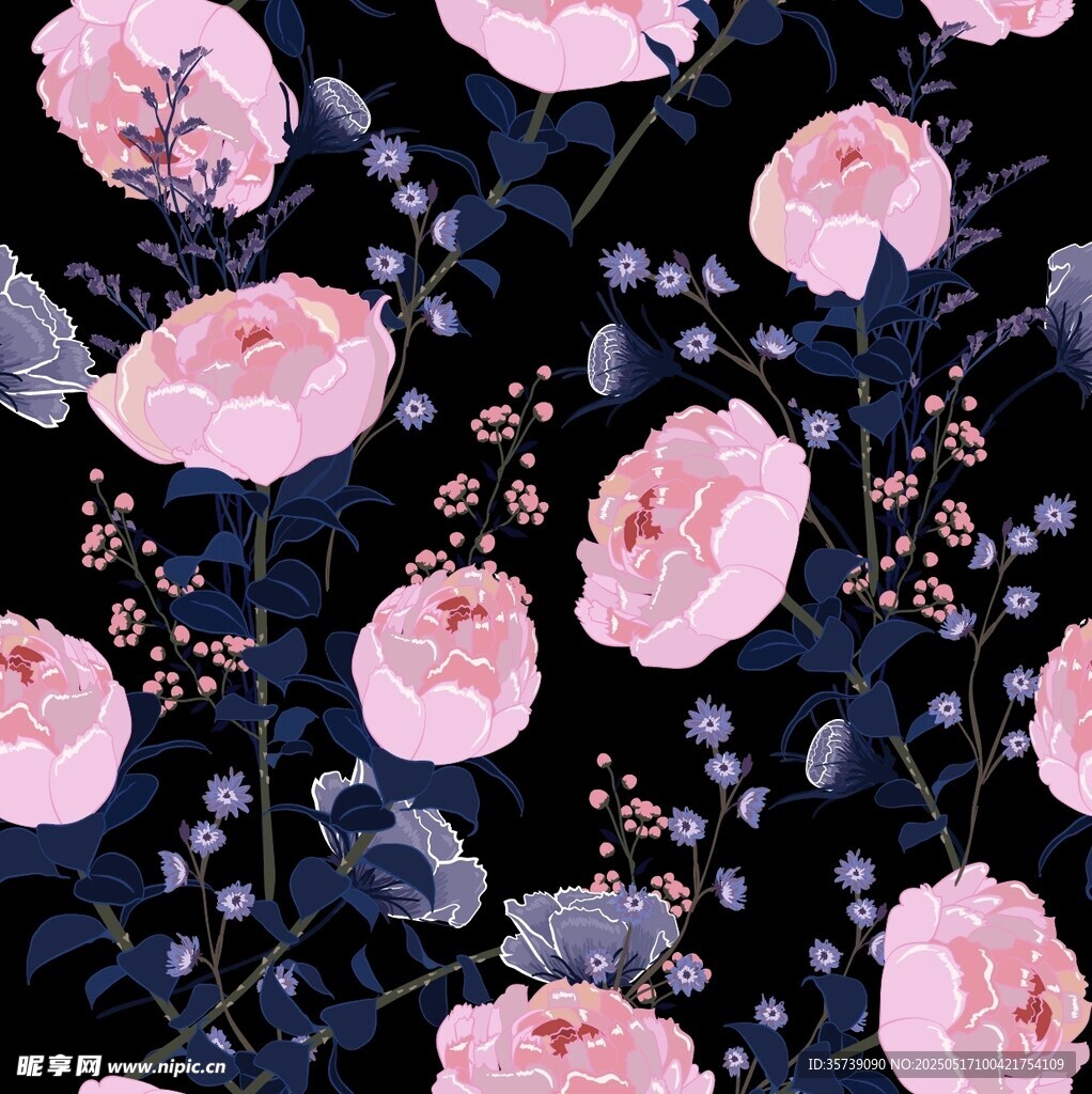 粉色花卉水彩圖案背景