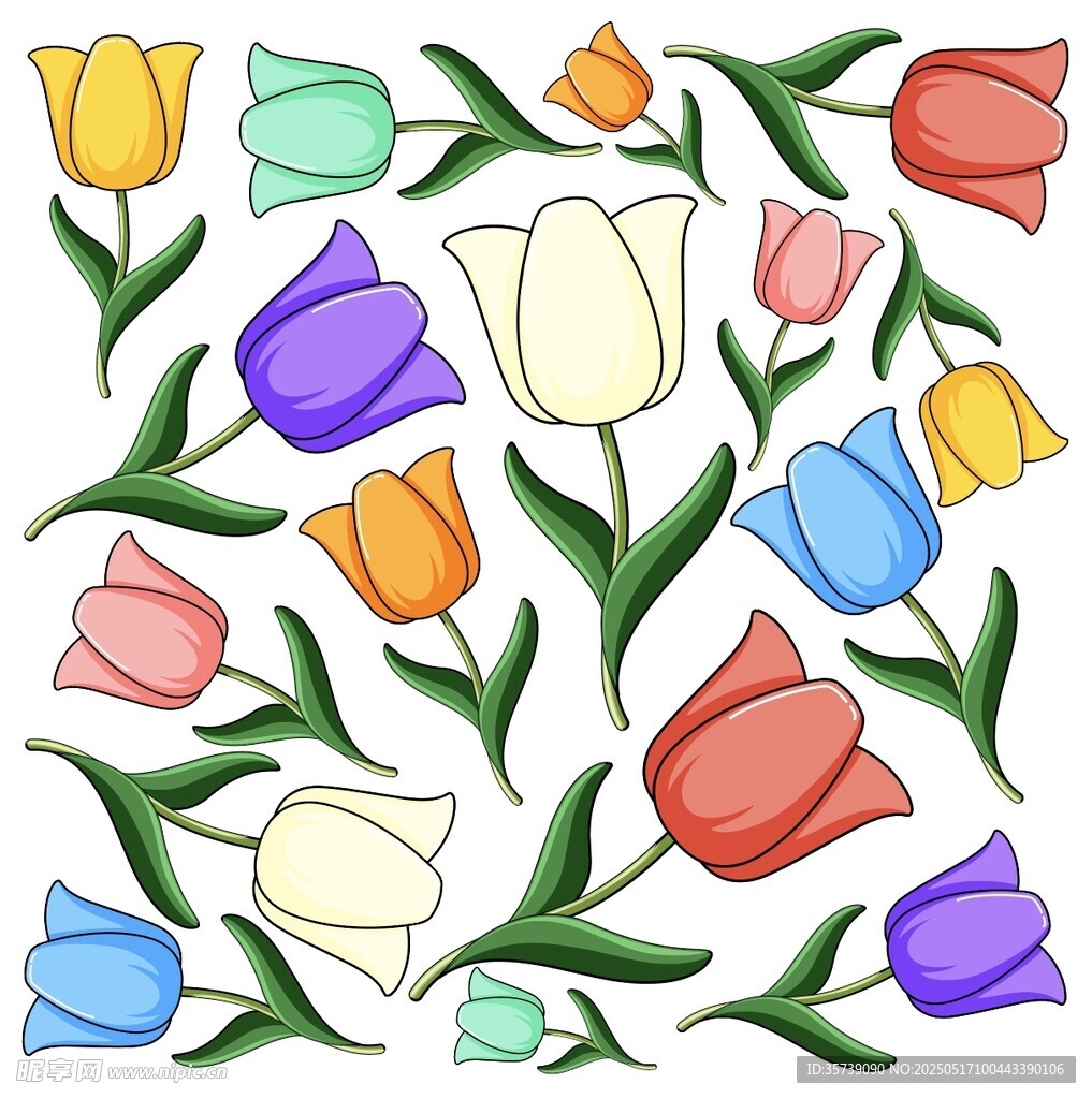 多彩郁金香花卉圖案