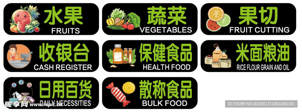 生鮮食材分類標識牌