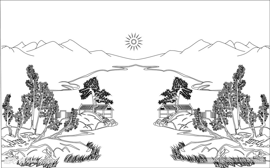 山間日出風景圖