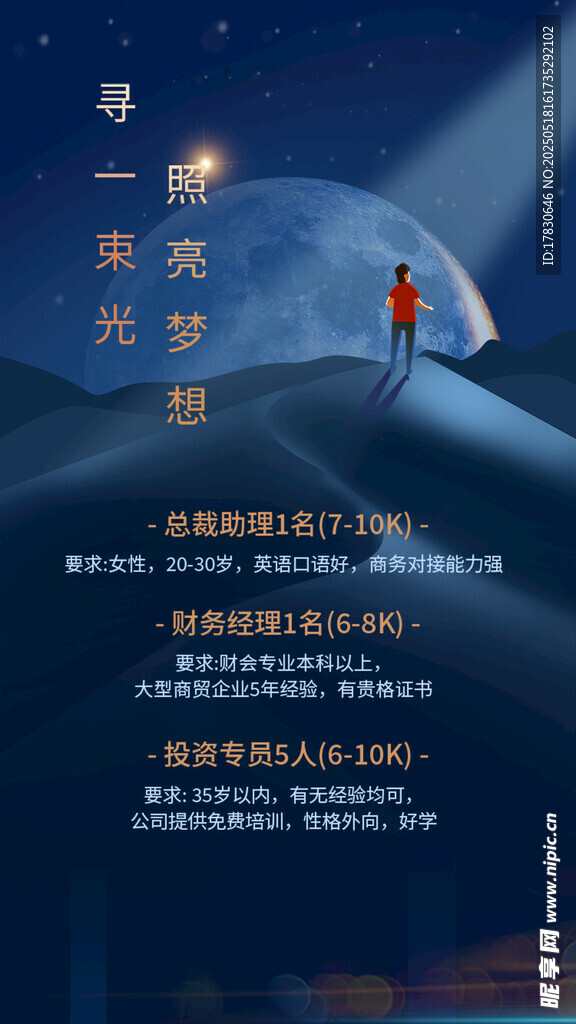 孤獨旅人在月夜下的前行