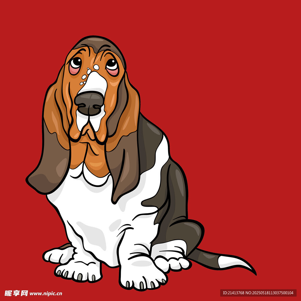 坐著的巴吉度獵犬插畫