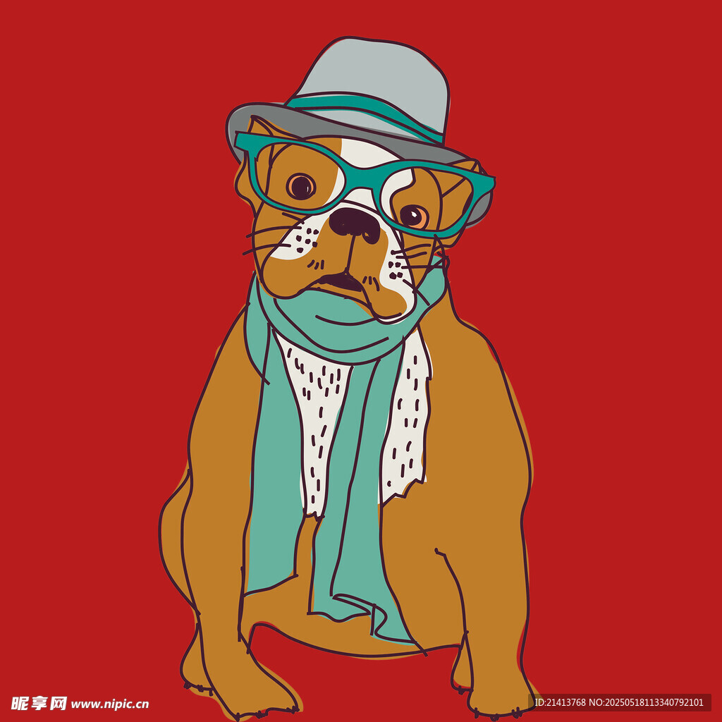 時尚裝扮的可愛斗牛犬