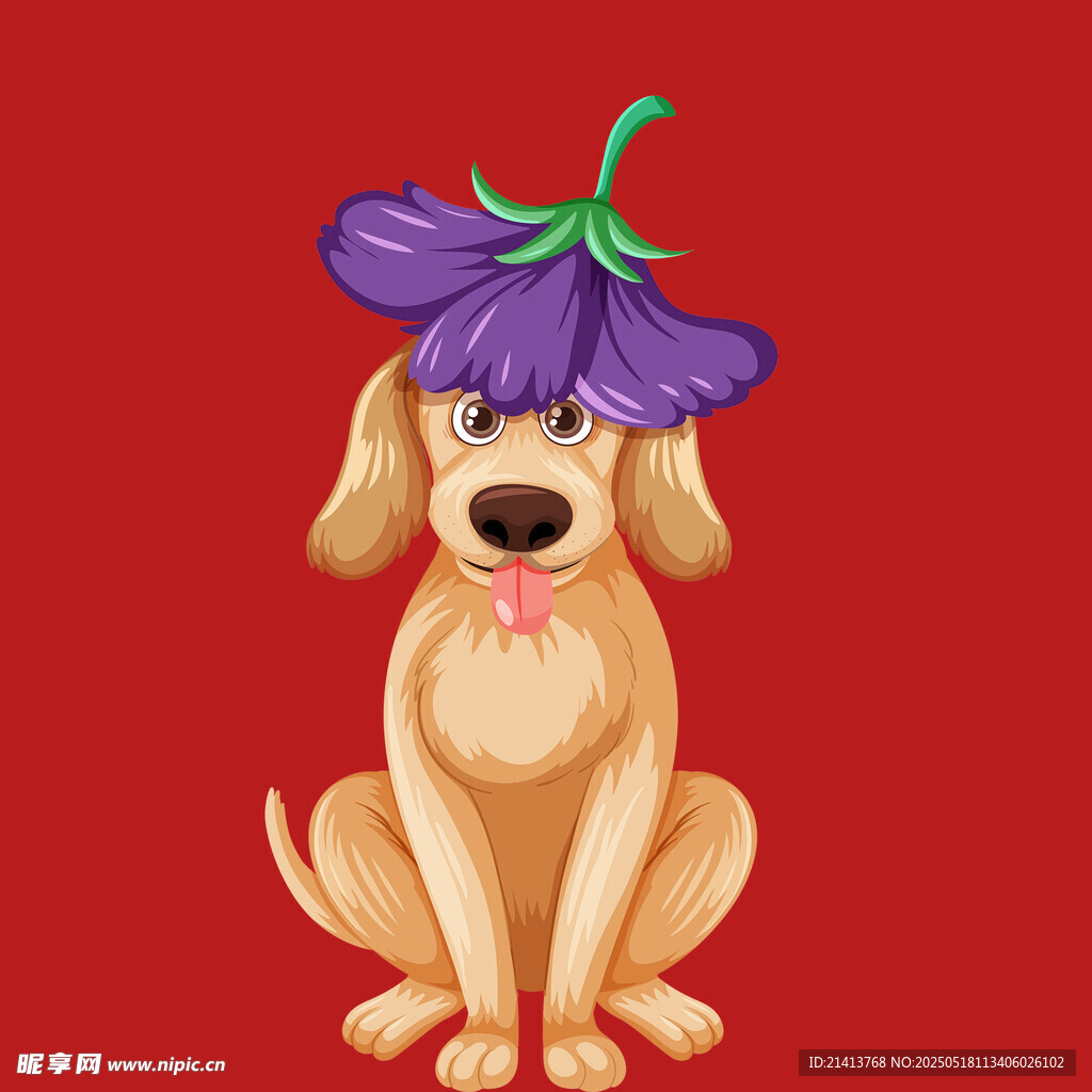 戴紫花的可愛(ài)小狗