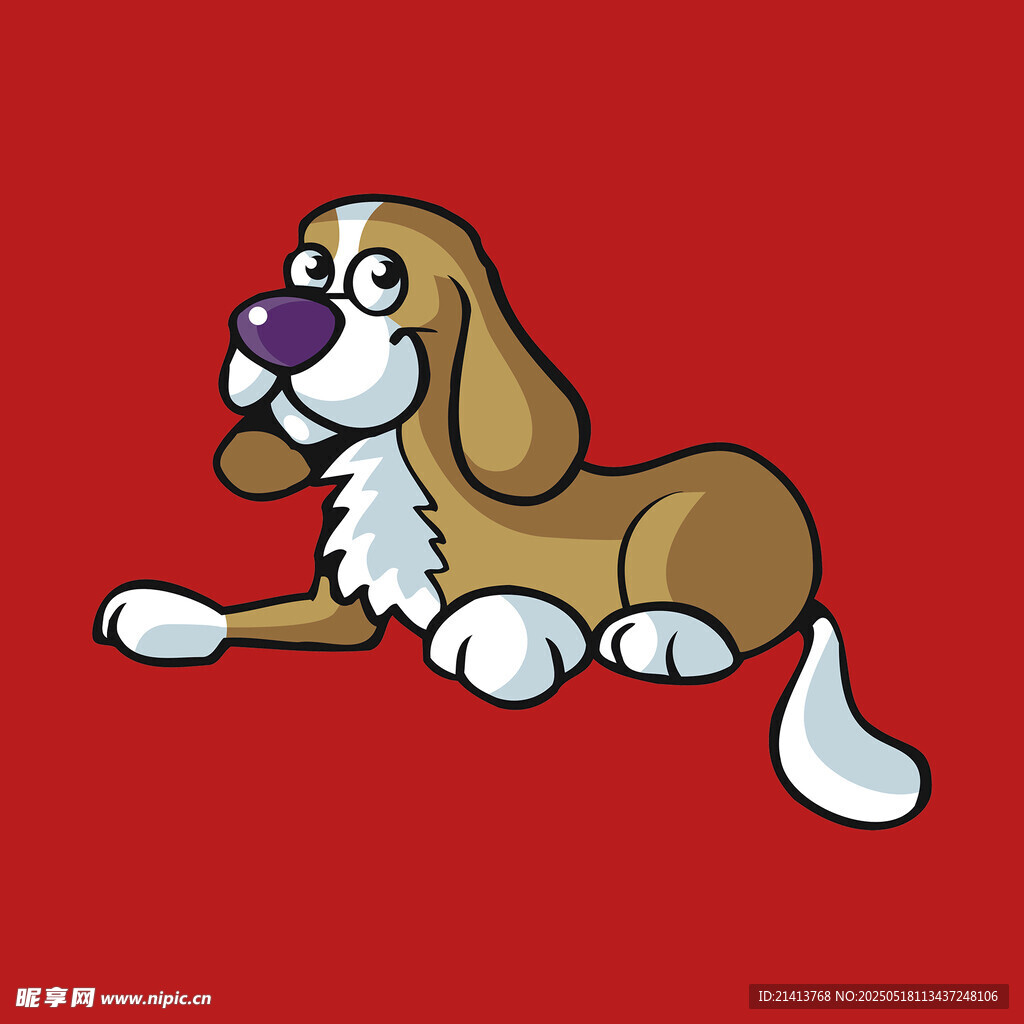 趴著的可愛卡通小獵犬