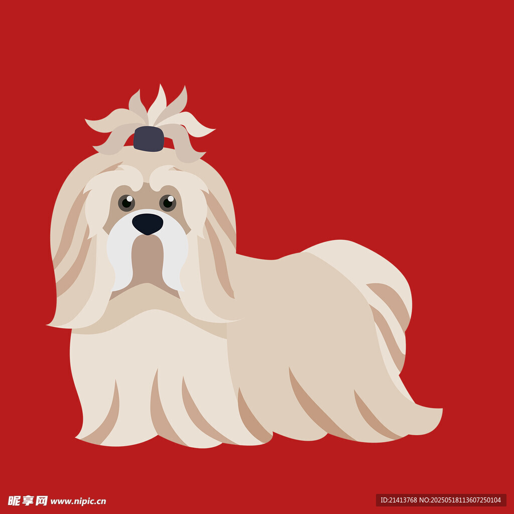 可愛長毛小狗插畫形象