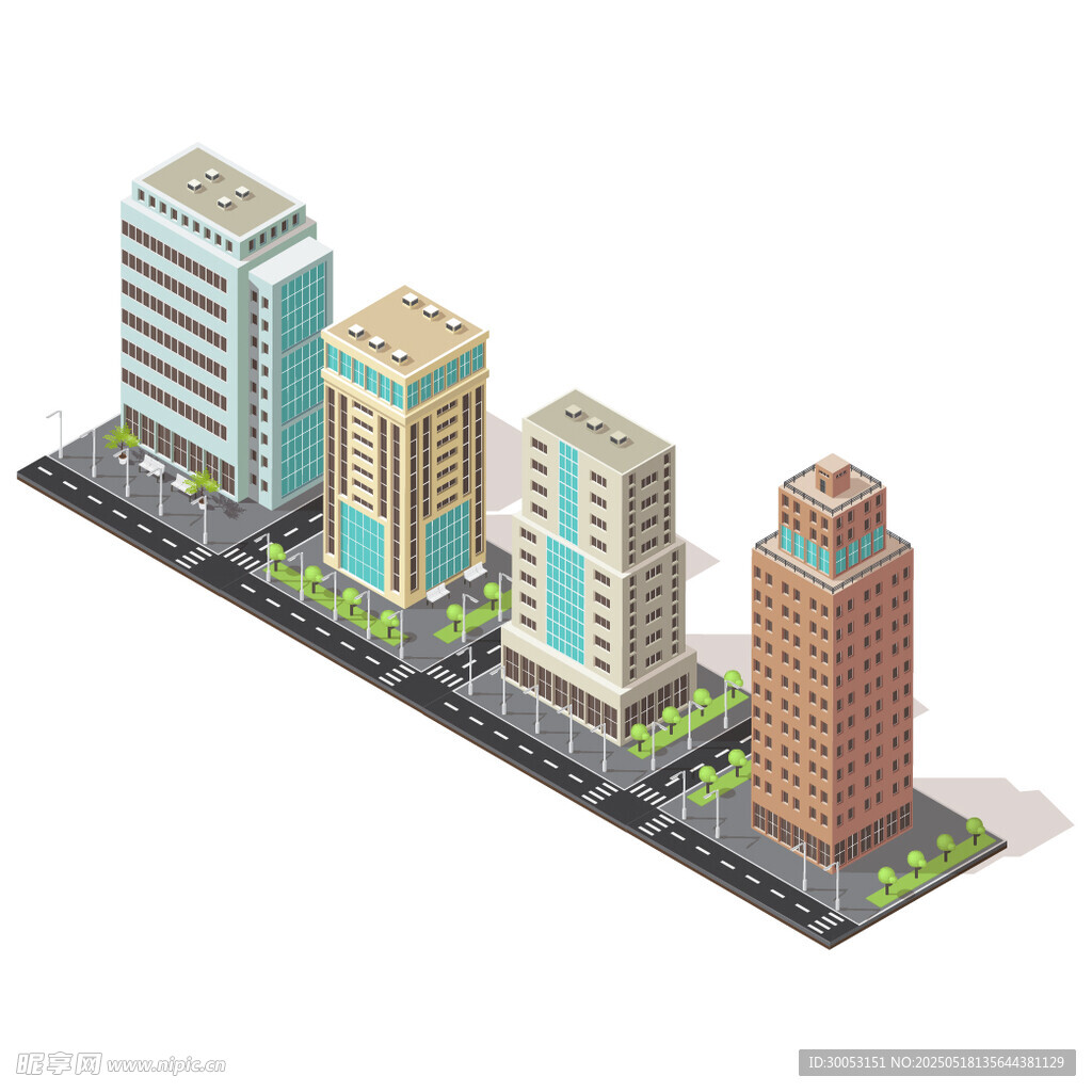 等距風(fēng)格城市建筑景觀