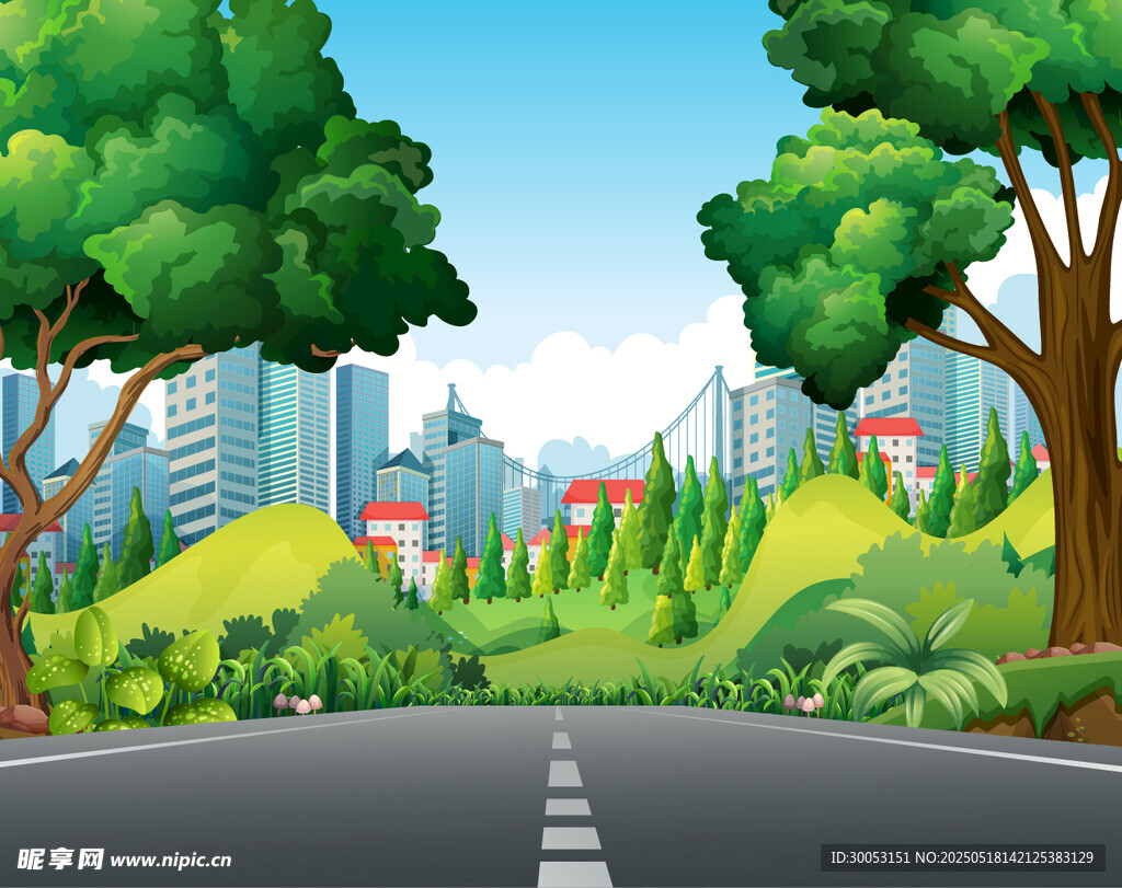 城市中的林蔭道路景觀