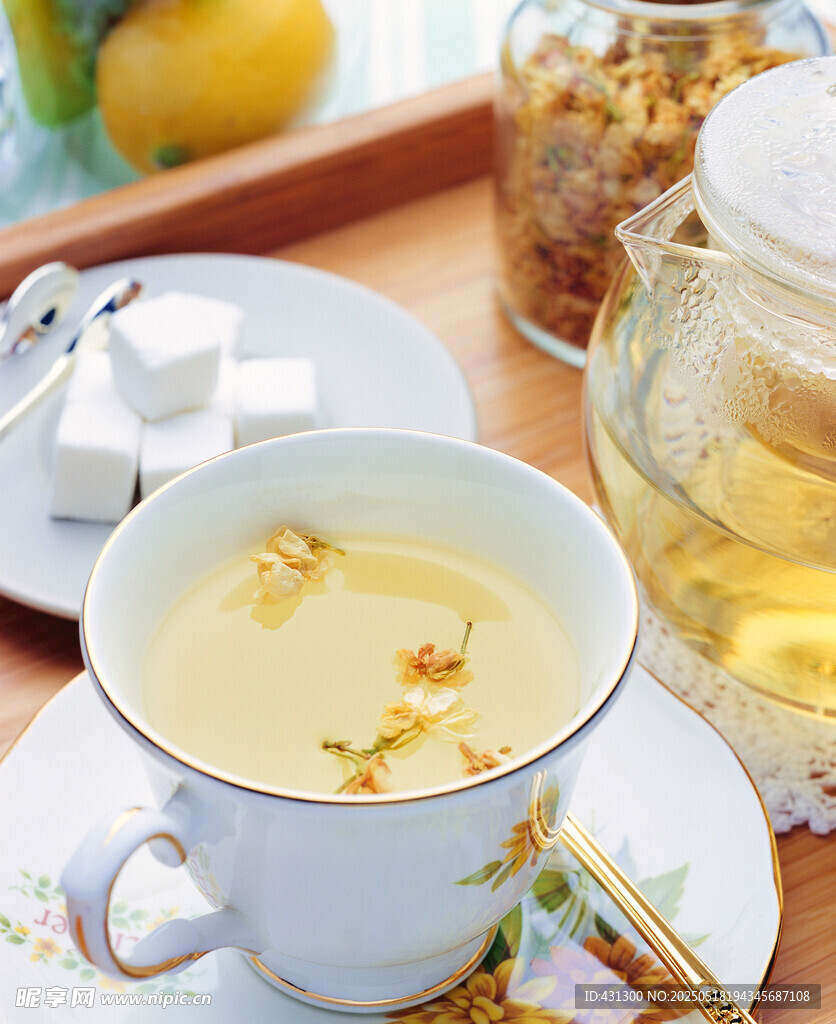 桂花茶特寫 清新茶飲畫面