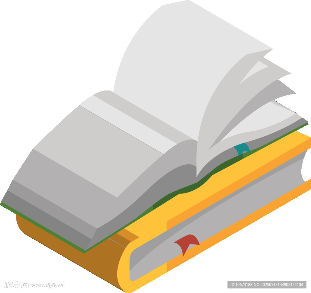 翻開的書籍與下方書本堆疊